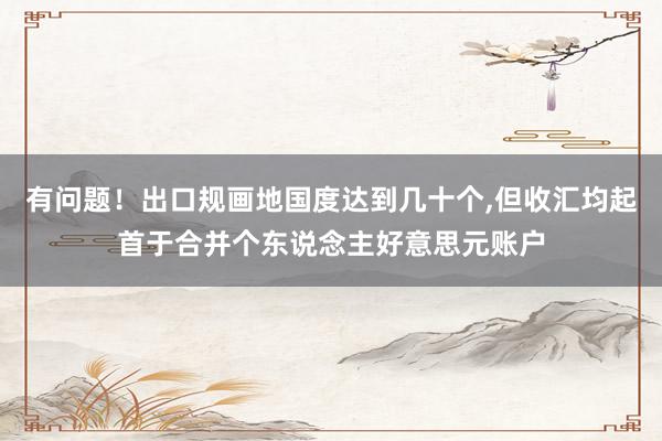有问题！出口规画地国度达到几十个，但收汇均起首于合并个东说念主好意思元账户